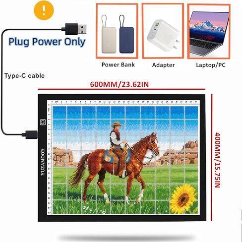 لوحة إضاءة YUZAMOOR A4 للتتبع وإزالة الأعشاب الضارة من الفينيل، 3 مستويات إضاءة LED لوحة النسخ صندوق تتبع الضوء طاقة USB رفيعة للغاية لفن الماس، وأدوات إزالة الأعشاب من الفينيل، والرسم، والتتبع مع المشابك in Kuwait