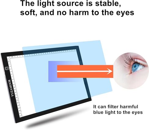 لوحة إضاءة YUZAMOOR A4 للتتبع وإزالة الأعشاب الضارة من الفينيل، 3 مستويات إضاءة LED لوحة النسخ صندوق تتبع الضوء طاقة USB رفيعة للغاية لفن الماس، وأدوات إزالة الأعشاب من الفينيل، والرسم، والتتبع مع المشابك in Kuwait