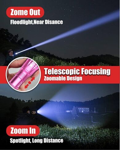 Victoper LED Flashlight 2 Pack Red, Bright 2000 Lumens Tactical Flashlights High Lumens with 5 Modes, Waterproof Zoomable Flash Light for Outdoor, Gifts for New Year 2025 Camping Essentials Gear in Saudi Arabia
