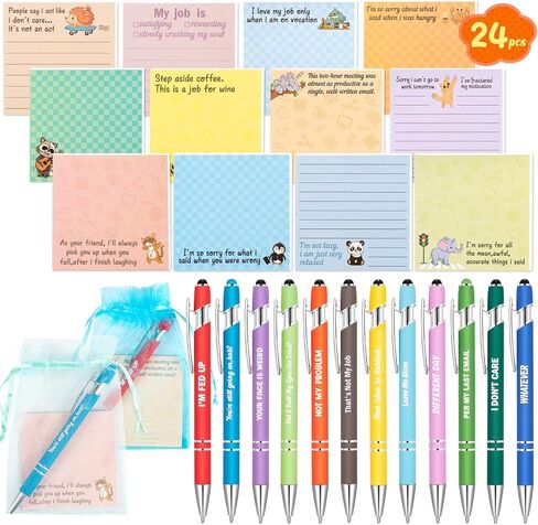Funny Coworker Gifts, Pens with Inspirational Sayings + Sticky Notes, Work Gift Bulk for Adults Office Supplies Set in Kuwait