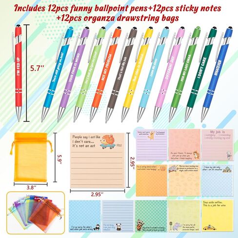 Funny Coworker Gifts, Pens with Inspirational Sayings + Sticky Notes, Work Gift Bulk for Adults Office Supplies Set in Kuwait