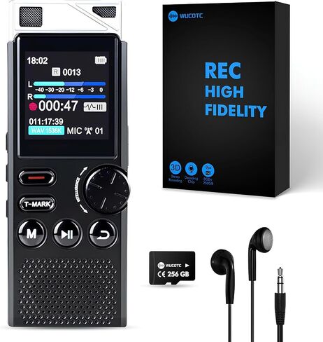 128GB 1536KBPS 5000Hours Recording Capacity 65H Battery Time Voice Activated Recorder with Noise Reduction Audio Recorder in Saudi Arabia