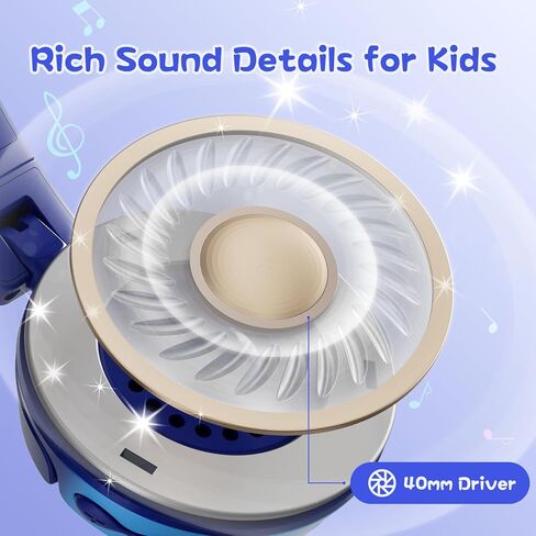 S62 Kids Bluetooth Headphones, Wireless Headphones for Kids Over Ear with Microphone, 85/94dB Volume Limiter Headphones for Girls Boys, Foldable Headphones for Learning & Entertainment-Blue in Saudi Arabia