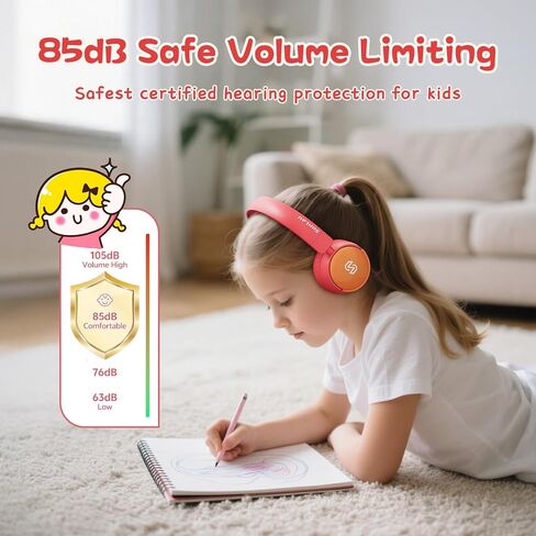 S62 Kids Bluetooth Headphones, Wireless Headphones for Kids Over Ear with Microphone, 85/94dB Volume Limiter Headphones for Girls Boys, Foldable Headphones for Learning & Entertainment-Blue in Saudi Arabia