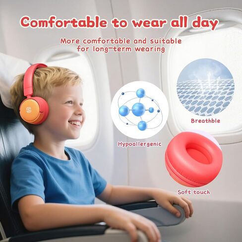 S62 Kids Bluetooth Headphones, Wireless Headphones for Kids Over Ear with Microphone, 85/94dB Volume Limiter Headphones for Girls Boys, Foldable Headphones for Learning & Entertainment-Blue in Saudi Arabia