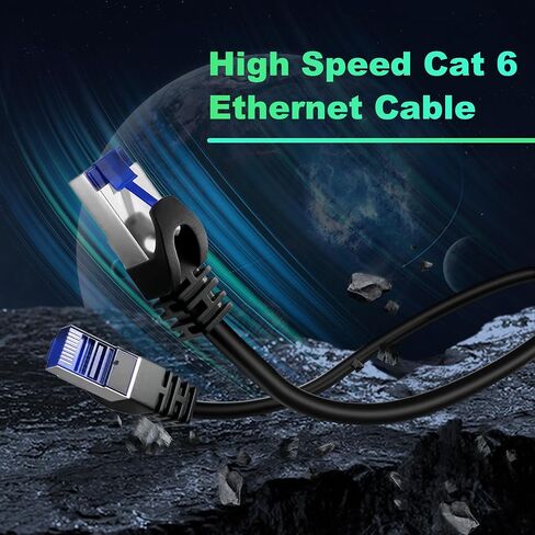 Cat 7 Outdoor Indoor Ethernet Cable (132ft), SFTP Shielded Foil Twisted Pair, High Speed Flat Ethernet Cable 10Gbps 600Mhz, Pure Copper, Cat 7 Internet Cable 100+ ft for Router Modem, 40 Free Clips in Saudi Arabia