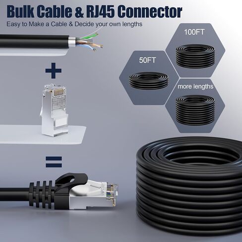 Cat 7 Outdoor Indoor Ethernet Cable (132ft), SFTP Shielded Foil Twisted Pair, High Speed Flat Ethernet Cable 10Gbps 600Mhz, Pure Copper, Cat 7 Internet Cable 100+ ft for Router Modem, 40 Free Clips in Saudi Arabia