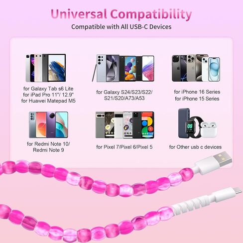 SAMONPOW USB C Cable 60W USB A to Type C Charger Cord Fast Charging Beaded 3.3FT USB C Cable for iPhone 16 15 Pro Max Plus, for Samsung Galaxy S25 S24 S23 and More, Champagne Gold Color in Saudi Arabia