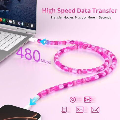 SAMONPOW USB C Cable 60W USB A to Type C Charger Cord Fast Charging Beaded 3.3FT USB C Cable for iPhone 16 15 Pro Max Plus, for Samsung Galaxy S25 S24 S23 and More, Champagne Gold Color in Saudi Arabia