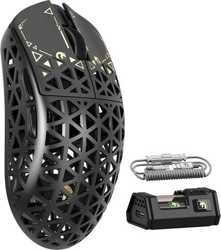 MAMBASNAKE M5 Ultra Carbon Fiber 8000Hz Wireless Gaming Mouse, 39g Superlight, 42000DPI, PAW3950MAX Sensor, Nordic 52840 Chip, Bluetooth/2.4G/USB-C Wired Mice wih Coiled Cable for PC/Mac (White) in Saudi Arabia
