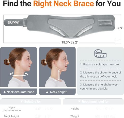 Ergonomic Neck Brace for Neck Pain and Support, Throat-Friendly V-Shaped Cervical Collar with Dual Memory Foam for Cervical Spine Pressure Relief and Vertebrae Stability, Non-Washable (14.0" - 16.5") in Saudi Arabia