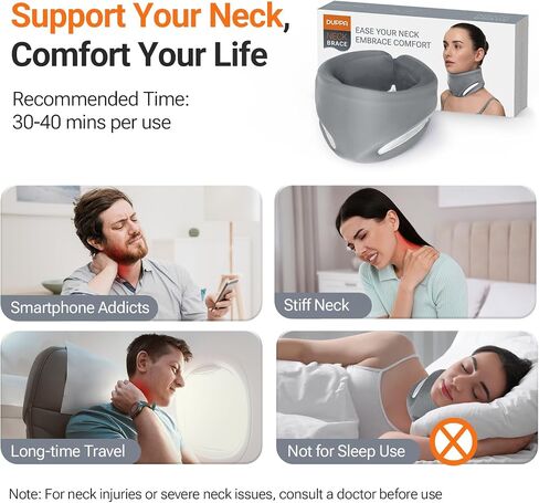 Ergonomic Neck Brace for Neck Pain and Support, Throat-Friendly V-Shaped Cervical Collar with Dual Memory Foam for Cervical Spine Pressure Relief and Vertebrae Stability, Non-Washable (14.0" - 16.5") in Saudi Arabia