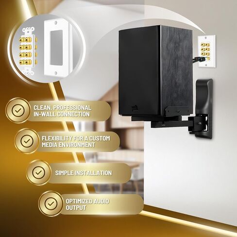 TNP Home Theater Wall Plate - Banana Plug Wall Plate, 2 Speaker Wire Wall Plate with Gold-Plated Terminals, Single Gang Audio Wall Plate, in-Wall Surround Sound Connection Plates, White in Saudi Arabia