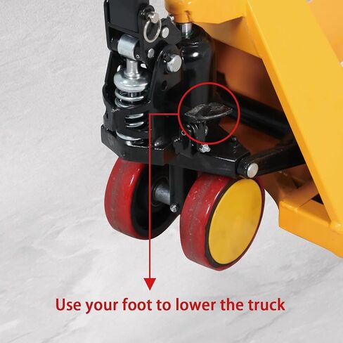 شاحنات Tory Carrier Mini Pallet Jack، سعة 2200 رطل 31.5 بوصة × 15 بوصة، رافعة يدوية ضيقة صغيرة الحجم، شوكات ومقبض قابل للطي، برتقالي in Kuwait