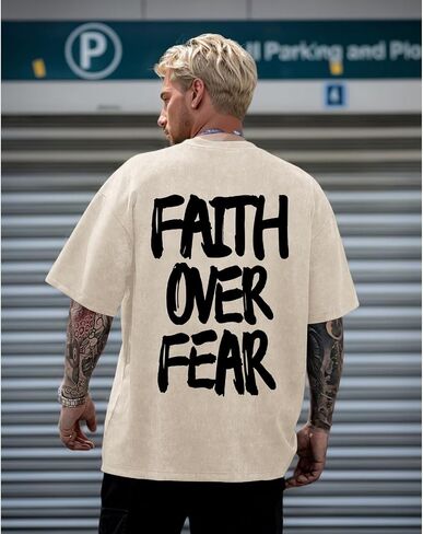 Christian Shirts for Men Child of God Jesus Faith Shirt Oversized Graphic Religious Tees Acid Wash T-Shirt Tops in Saudi Arabia