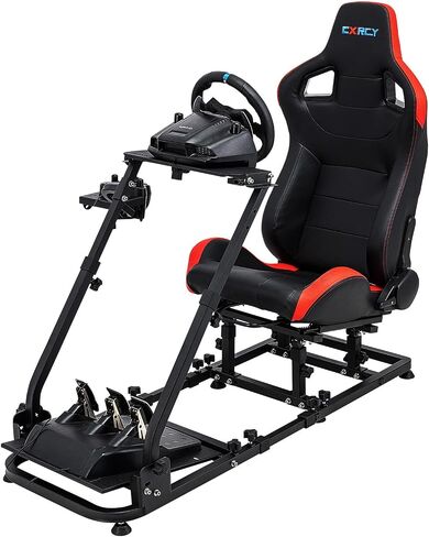 CXRCY Racing Wheel Stand, Cup Holder, Foldable, Adj for G920 G29 G27 G25 | For Fanatec & Thrustmaster (T248,T300RS,T150). Xbox,PS4,PS5,PC. Foldable, height adj, cup holder. Wheel/pedals not incl. in Kuwait