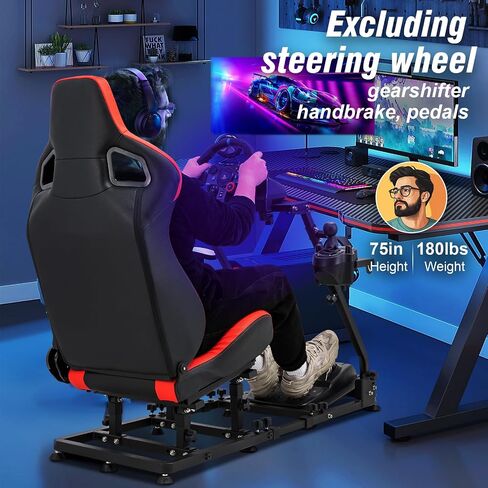 CXRCY Racing Wheel Stand, Cup Holder, Foldable, Adj for G920 G29 G27 G25 | For Fanatec & Thrustmaster (T248,T300RS,T150). Xbox,PS4,PS5,PC. Foldable, height adj, cup holder. Wheel/pedals not incl. in Kuwait