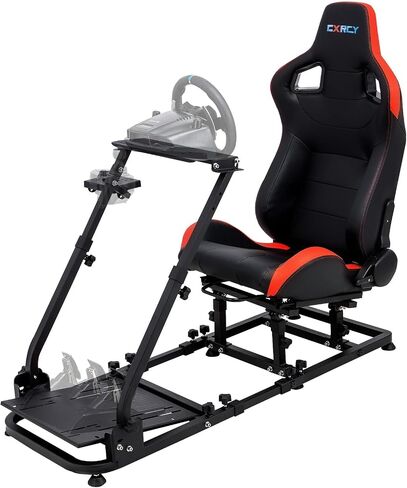 CXRCY Racing Wheel Stand, Cup Holder, Foldable, Adj for G920 G29 G27 G25 | For Fanatec & Thrustmaster (T248,T300RS,T150). Xbox,PS4,PS5,PC. Foldable, height adj, cup holder. Wheel/pedals not incl. in Kuwait