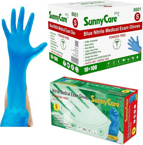 1000/الحالة #8601 SunnyCare 5.0 مل قفازات امتحان النتريل مصنفة كيميائيًا (لا تحتوي على الفينيل اللاتكس) الحجم: صغير in Saudi Arabia