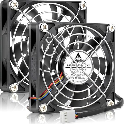 GDSTIME 2Pcs 4020 4Pin 12V PWM Dual Ball Bearing Brushless DC Cooling Fan 40mm x 40mm x 20mm for 1U Server Case, 3D Printer, Switch, NVR, NAS in Kuwait