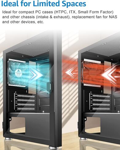 GDSTIME 2Pcs 4020 4Pin 12V PWM Dual Ball Bearing Brushless DC Cooling Fan 40mm x 40mm x 20mm for 1U Server Case, 3D Printer, Switch, NVR, NAS in Kuwait