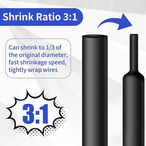 420 pcs Heat Shrink Tubing Kit, 3:1 Ratio Adhesive Lined, 7 Sizes Marine Wire Shrink Wrap Tubing, Waterproof Black Heatshrink Tubes for Industrial, Electrical, Cable Repair in Saudi Arabia