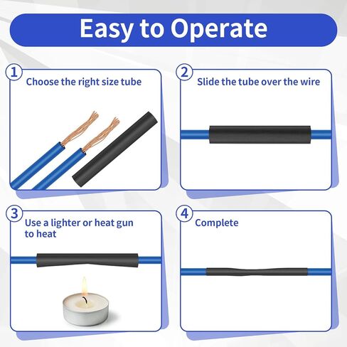 420 pcs Heat Shrink Tubing Kit, 3:1 Ratio Adhesive Lined, 7 Sizes Marine Wire Shrink Wrap Tubing, Waterproof Black Heatshrink Tubes for Industrial, Electrical, Cable Repair in Saudi Arabia