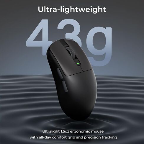 RK Royal Kludge RK M30 MOUSE WIRELECT GAMING ، 24000 DPI ، 43G WIRGLETY WILLETIGHT ، PAW3311 SESSOR ، 2.4G/Bluetooth/USB-C ، الماوس اللاسلكي القابل لإعادة الشحن مع 5 أزرار قابلة للبرمجة لـ PC/MAC ، أبيض in Kuwait