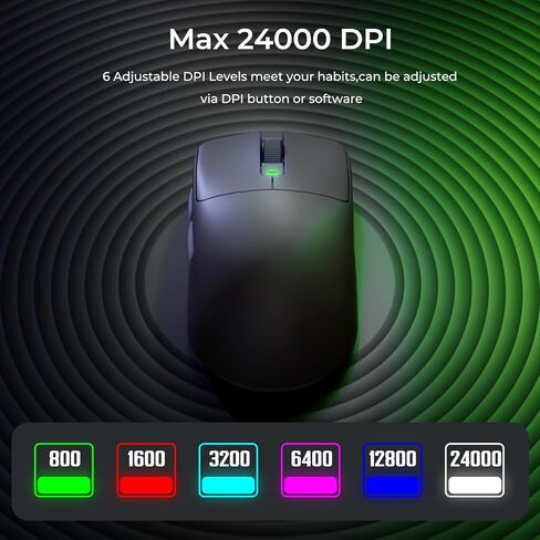 RK Royal Kludge RK M30 MOUSE WIRELECT GAMING ، 24000 DPI ، 43G WIRGLETY WILLETIGHT ، PAW3311 SESSOR ، 2.4G/Bluetooth/USB-C ، الماوس اللاسلكي القابل لإعادة الشحن مع 5 أزرار قابلة للبرمجة لـ PC/MAC ، أبيض in Kuwait