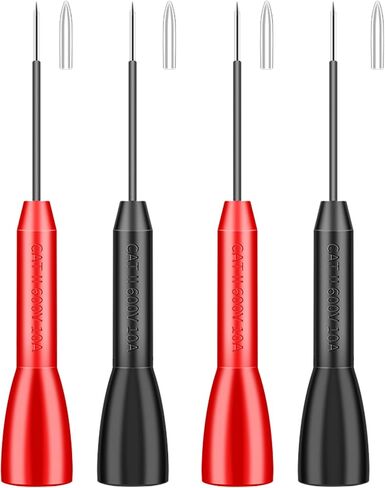 4 Pack 2mm Extended Needle Test Probes, 600V/10A Non-Destructive Insulation Wire Piercing Needle Stainless Steel Extra Thin Electrical Needle multimeter Probe for Fluke Meter Test Lead (Black-Red) in Saudi Arabia