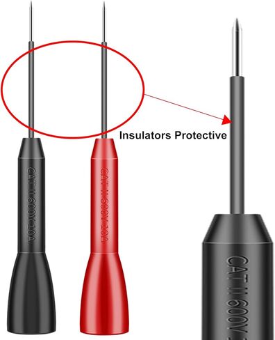 4 Pack 2mm Extended Needle Test Probes, 600V/10A Non-Destructive Insulation Wire Piercing Needle Stainless Steel Extra Thin Electrical Needle multimeter Probe for Fluke Meter Test Lead (Black-Red) in Saudi Arabia