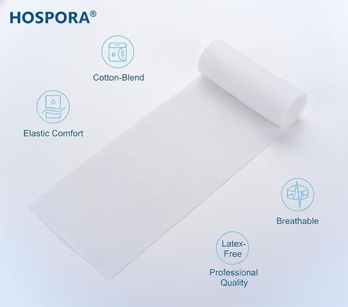 Hospora Medical Elastic Cotton Conforming Gauze Roll, 4 Inches, Individual Pack, First Aid Rolled Stretch Gauze, 24 Packs in Saudi Arabia