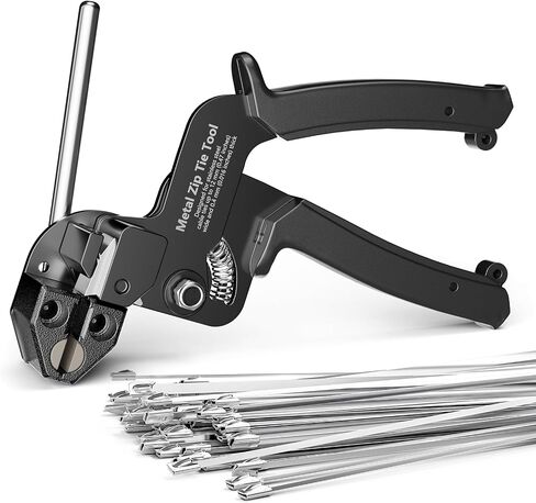 Metal Zip Tie Tool with 100 PCS 11.8 Inch 304 Stainless Steel Zip Ties, Heavy Duty Zip Tie Cutter and Tighter, for Chain Link Fence Ties and Exhasust Pipes in Saudi Arabia