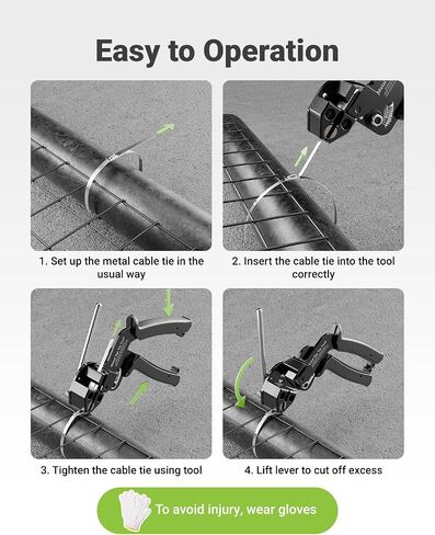 Metal Zip Tie Tool with 100 PCS 11.8 Inch 304 Stainless Steel Zip Ties, Heavy Duty Zip Tie Cutter and Tighter, for Chain Link Fence Ties and Exhasust Pipes in Saudi Arabia