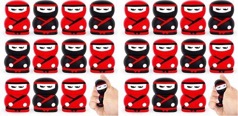 ArtCreativity Squishy Ninja Party Favors - Set of 12 Small Squishy Toys - Ninja Figurine Party Favors for Kids with 6 Red and 6 Black Designs - Ninja Stress Toys - Slow Rising Stress Relief Toys in Saudi Arabia