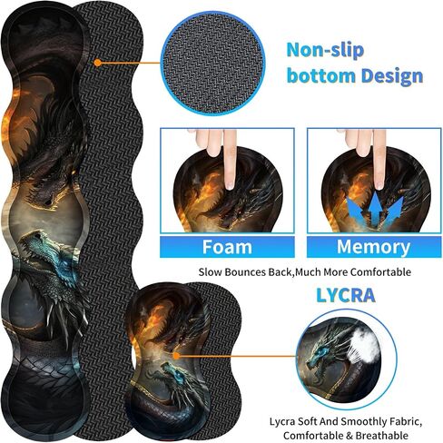 4Pcs Memory Foam Keyboard Mouse Wrist Rest Pad + Gaming Desk Mat 31.5" * 11.8" with Stitched Edges + Mouse Wrist Cushion + Coasters, Non-Slip Desk Pad Protector for Laptop Desktop, Hummingbird Flower in Kuwait
