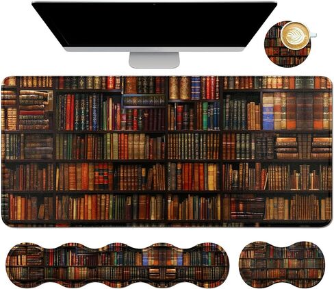 4Pcs Memory Foam Keyboard Mouse Wrist Rest Pad + Gaming Desk Mat 31.5" * 11.8" with Stitched Edges + Mouse Wrist Cushion + Coasters, Non-Slip Desk Pad Protector for Laptop Desktop, Hummingbird Flower in Kuwait