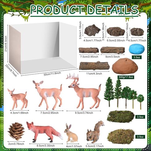 55 قطعة من الغابات المطيرة Diorama Kit Rainforest Diorama Supplies تشمل أشكال الحيوانات النموذج in Kuwait