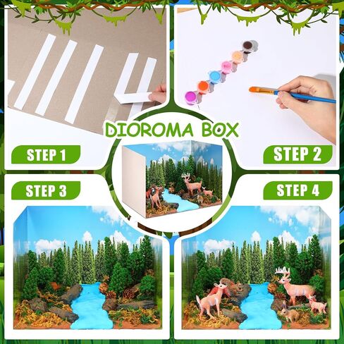 55 قطعة من الغابات المطيرة Diorama Kit Rainforest Diorama Supplies تشمل أشكال الحيوانات النموذج in Kuwait