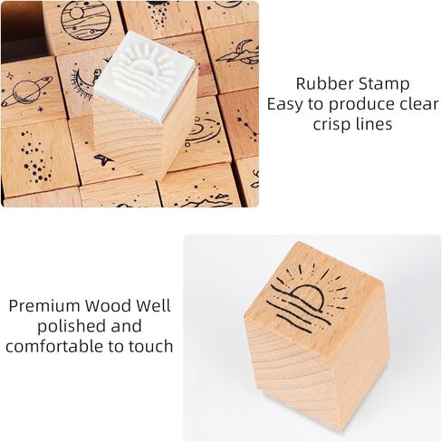Wooden Rubber Stamp Set, Wood Stamps for Journal, Diary, Scrapbook, Planner, Letter, DIY Craft, Card Making (Emoji) in Kuwait