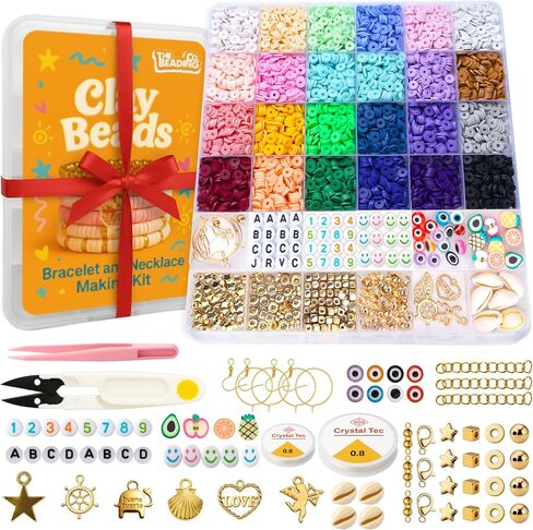 21000 Clay Beads Bracelet Making Kit for Girls 120 Colors 6 boxes Polymer Clay beads for jewelry Making Kit charms beads for bracelets Bead Board Arts and crafts gifts for kids and crafts for adults in Kuwait