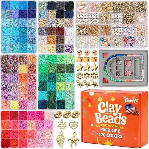 21000 Clay Beads Bracelet Making Kit for Girls 120 Colors 6 boxes Polymer Clay beads for jewelry Making Kit charms beads for bracelets Bead Board Arts and crafts gifts for kids and crafts for adults in Saudi Arabia