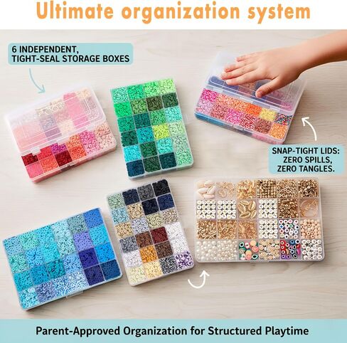 21000 Clay Beads Bracelet Making Kit for Girls 120 Colors 6 boxes Polymer Clay beads for jewelry Making Kit charms beads for bracelets Bead Board Arts and crafts gifts for kids and crafts for adults in Saudi Arabia