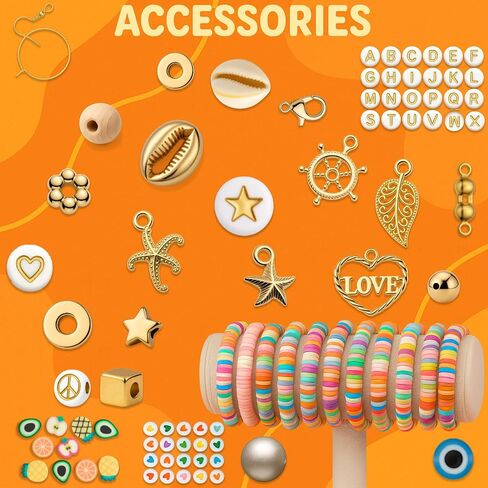 21000 Clay Beads Bracelet Making Kit for Girls 120 Colors 6 boxes Polymer Clay beads for jewelry Making Kit charms beads for bracelets Bead Board Arts and crafts gifts for kids and crafts for adults in Saudi Arabia