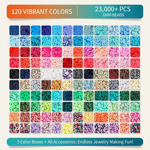 21000 Clay Beads Bracelet Making Kit for Girls 120 Colors 6 boxes Polymer Clay beads for jewelry Making Kit charms beads for bracelets Bead Board Arts and crafts gifts for kids and crafts for adults in Saudi Arabia