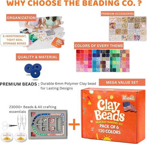 21000 Clay Beads Bracelet Making Kit for Girls 120 Colors 6 boxes Polymer Clay beads for jewelry Making Kit charms beads for bracelets Bead Board Arts and crafts gifts for kids and crafts for adults in Saudi Arabia