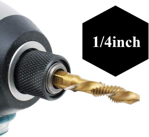 6 Pack Combination Drill Tap Bit Set, Screw Tapping, M3*0.5 M4*0.7 M5*0.8 M6*1 M8*1.25 M10*1.5mm, Drilling Dia x Thread Pitch, 1/4“ Hex Shank, Drilling Threading in Soft Metal Wood Plastic in Saudi Arabia