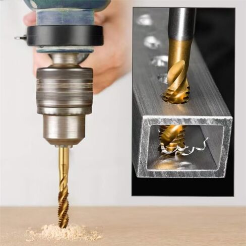 6 Pack Combination Drill Tap Bit Set, Screw Tapping, M3*0.5 M4*0.7 M5*0.8 M6*1 M8*1.25 M10*1.5mm, Drilling Dia x Thread Pitch, 1/4“ Hex Shank, Drilling Threading in Soft Metal Wood Plastic in Saudi Arabia