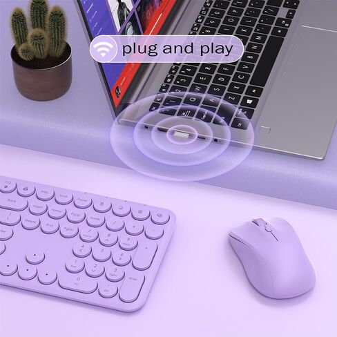 Wireless Keyboard and Mouse Combo, 110 Round Quiet Keys, Adjustable Optical Mouse, Share 1xUSB Receiver, Power Switch, for Windows Mac(Green) in Saudi Arabia
