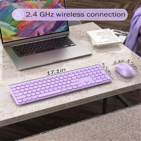 Wireless Keyboard and Mouse Combo, 110 Round Quiet Keys, Adjustable Optical Mouse, Share 1xUSB Receiver, Power Switch, for Windows Mac(Green) in Saudi Arabia